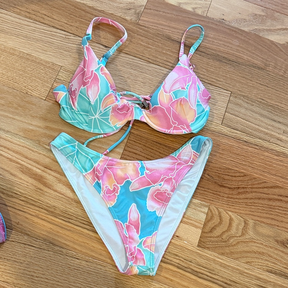 Kenny Flowers Pink Blue Tropical Floral Bikini